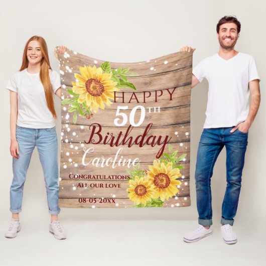 Couverture Polaire Rustique 50e anniversaire floral tournesol (En situation)