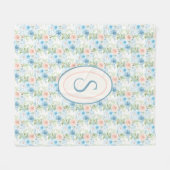 Couverture Polaire Rustique Bleu Rose Vert Floral Shabby Chic (Devant (Horizontal))