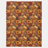 Couverture Polaire Rustique Citrouille & Floral Cosy Atmosphère Autom (Devant)