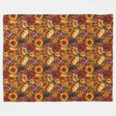 Couverture Polaire Rustique Citrouille & Floral Cosy Atmosphère Autom (Devant (Horizontal))