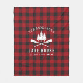 Couverture Polaire Rustique Country Lake House Tree Red Buffalo Plaid (Devant)