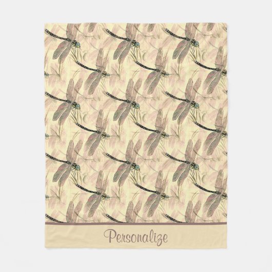 Couverture Polaire Rustique Dragonfly Art Design Motif (Devant)
