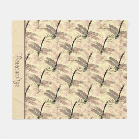 Couverture Polaire Rustique Dragonfly Art Design Motif (Devant (Horizontal))