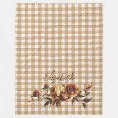 Couverture Polaire Rustique En vichy Roses d'automne Personnalisé (Devant)