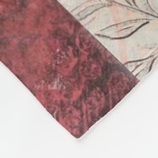 Couverture Polaire Rustique Terracotta Abstraite Patchwork Botanique (Coin)