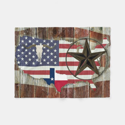 Couverture Polaire Rustique Texas Lone Star Texas Long Horn (Devant (Horizontal))