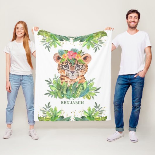 Couverture Polaire Rustique Tropical Jungle Safari mignon Leopard (En situation)