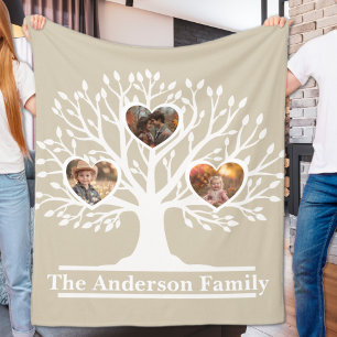 Couverture Polaire Rustique White 3 Photo Family Tree Personnalisé