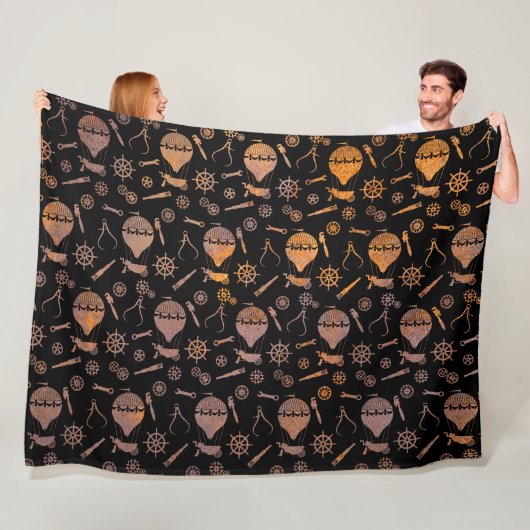 Couverture Polaire Rusty Steampunk Balloon Thème (En situation)