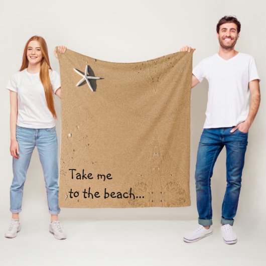 Couverture Polaire Sable et Starfish Message personnalisé Plage (En situation)