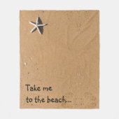 Couverture Polaire Sable et Starfish Message personnalisé Plage (Devant)