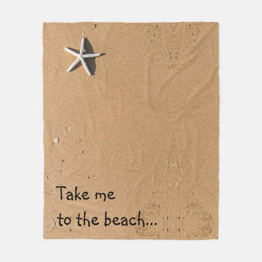 Couverture Polaire Sable et Starfish Message personnalisé Plage (Devant)