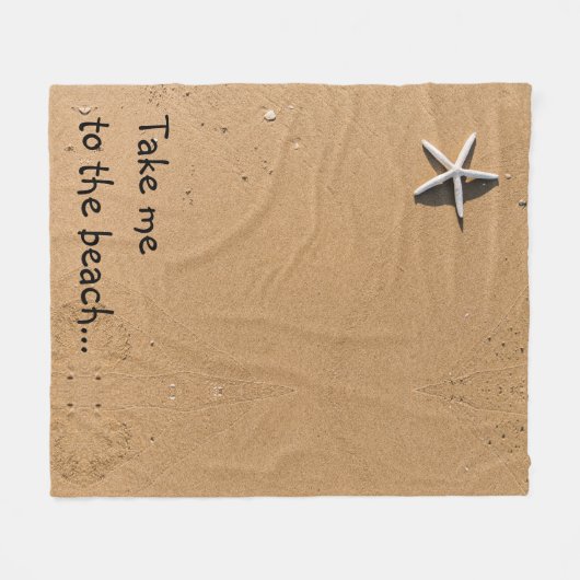 Couverture Polaire Sable et Starfish Message personnalisé Plage (Devant (Horizontal))