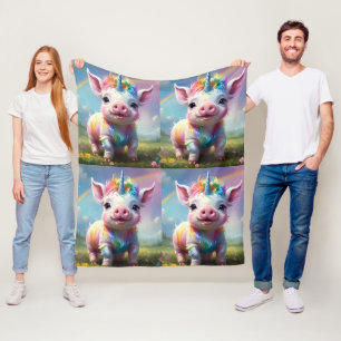 Couverture Polaire "Sabots Magiques : Le Cochon Licorne Arc-en-Ciel"