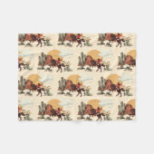 Couverture Polaire Saddup First Rodeo Cowboy Retro Woodcut (Devant (Horizontal))