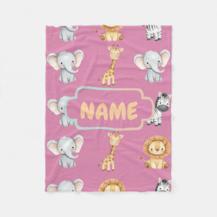 Couverture Polaire Safari Animal Personnalisé Douce Nursery Pastel