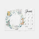 Couverture Polaire Safari Animaux Milestone Blanket pour garçons, Wat (Devant (Horizontal))