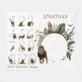 Couverture Polaire Safari Animaux Numéros de la jungle Milestone Age (Devant (Horizontal))
