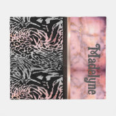Couverture Polaire Safari de tigres rose marbre (Devant (Horizontal))
