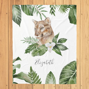 Couverture Polaire Safari Jungle Lionne Mignonne Nom Personnalisé