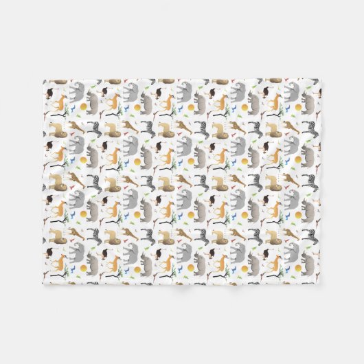 Couverture Polaire Safari Savanna Animaux multiples (Devant (Horizontal))