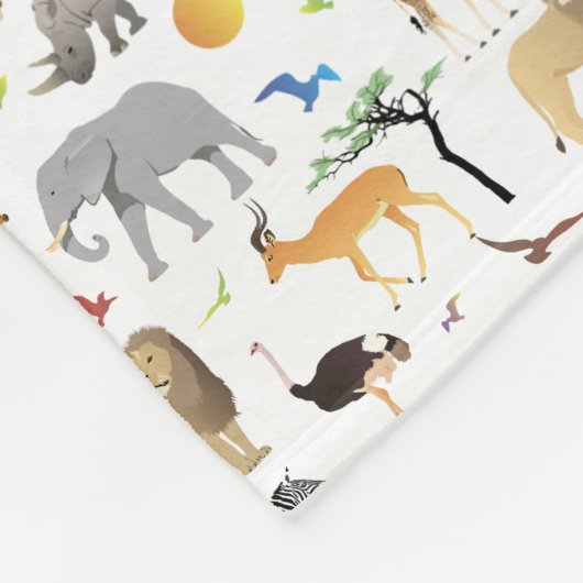 Couverture Polaire Safari Savanna Animaux multiples (Coin)