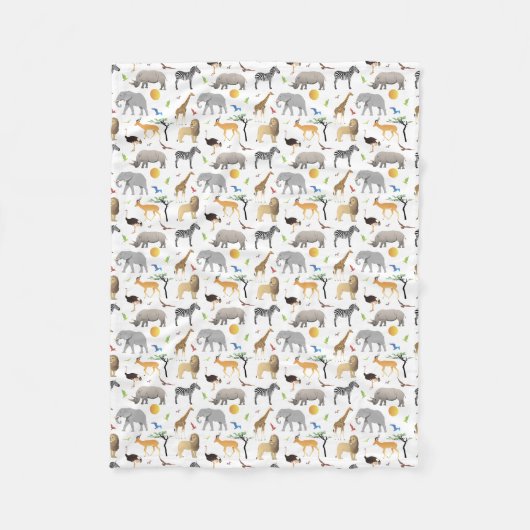 Couverture Polaire Safari Savanna Animaux multiples (Devant)