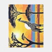 Couverture Polaire Safari Sunset: Giraffe's Embrace (Devant)
