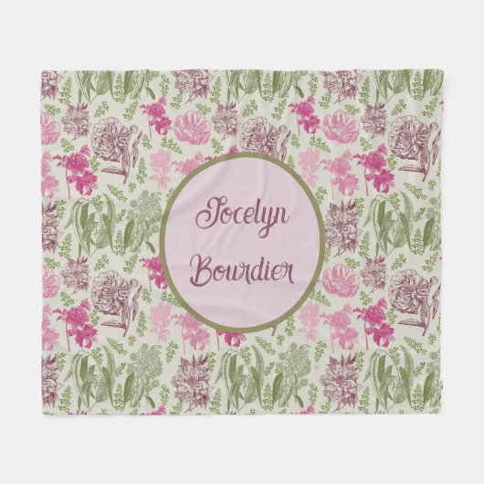 Couverture Polaire Sage Botanique Personnalisé Peony Eucalyptus (Devant (Horizontal))