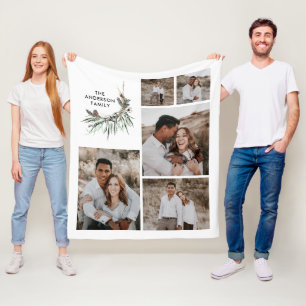 Couverture Polaire Sage green 5 photo moderne botanique cadeau de fam