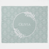 Couverture Polaire Sage Green Elegant Damask Personnalisé (Devant (Horizontal))