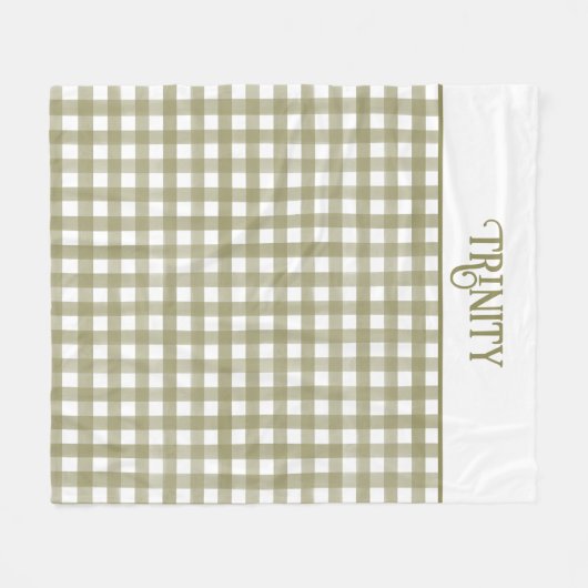 Couverture Polaire Sage Green En vichy Plaid Personnalisé (Devant (Horizontal))