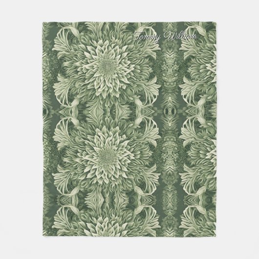 Couverture Polaire Sage Green Floral Élégant (Devant)