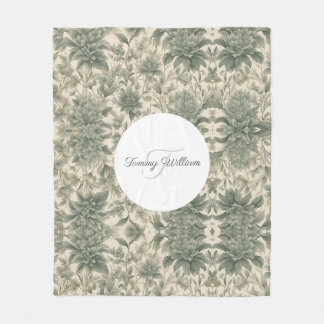Couverture Polaire Sage Green Floral Élégant