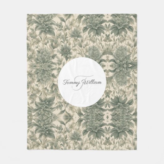 Couverture Polaire Sage Green Floral Élégant (Devant)