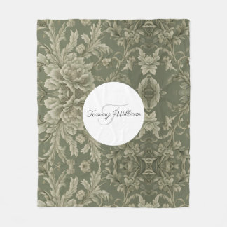 Couverture Polaire Sage Green Floral Élégant