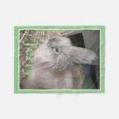 Couverture Polaire Sage Green House Rabbit Photo et nom (Devant (Horizontal))