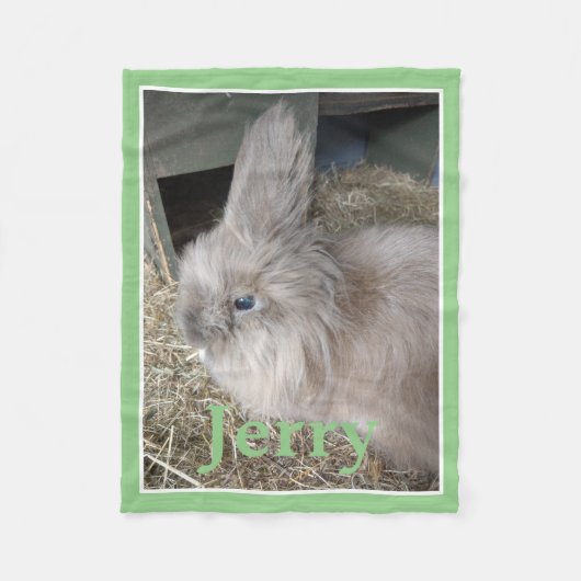 Couverture Polaire Sage Green House Rabbit Photo et nom (Devant)