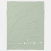 Couverture Polaire Sage Green Minimaliste Moderne Monogramme Élégant (Devant)
