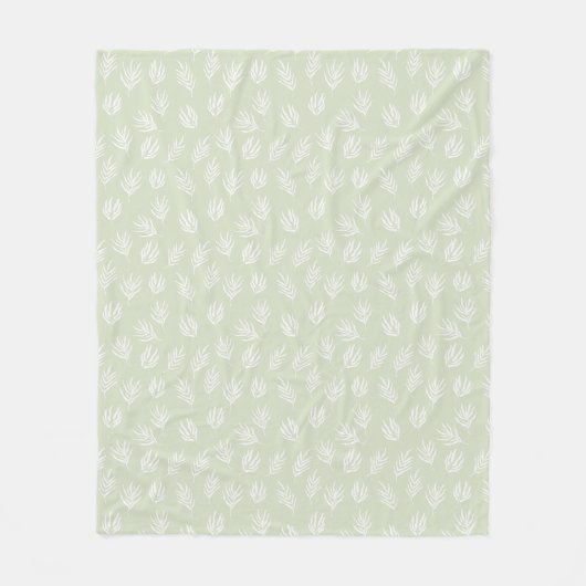 Couverture Polaire Sage Green Mmte Feuille Motif (Devant)