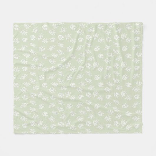 Couverture Polaire Sage Green Mmte Feuille Motif (Devant (Horizontal))