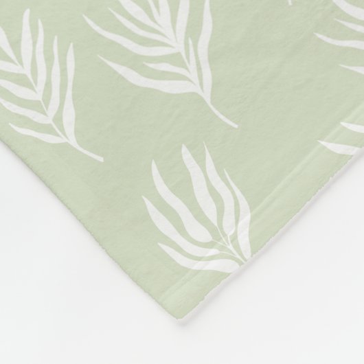 Couverture Polaire Sage Green Mmte Feuille Motif (Coin)