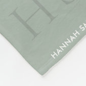 Couverture Polaire Sage Green Monogramme Initiales Nom personnalisé (Coin)