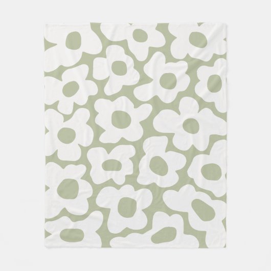 Couverture Polaire Sage Green Retro Super Baby Flowers Motif (Devant)