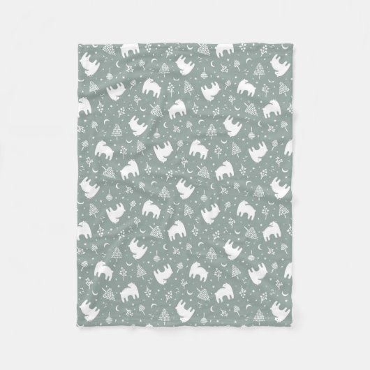 Couverture Polaire Sage Green Woodland Baby Bears (Devant)