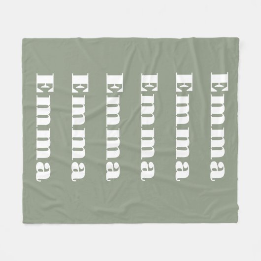 Couverture Polaire Sage moderne vert & blanc Nom du texte personnalis (Devant (Horizontal))
