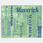 Couverture Polaire Sage moderne Vert Long nom Motif répétitif (Devant (Horizontal))