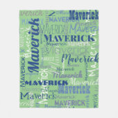 Couverture Polaire Sage moderne Vert Long nom Motif répétitif (Devant)