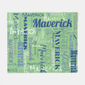Couverture Polaire Sage moderne Vert Long nom Motif répétitif (Devant (Horizontal))