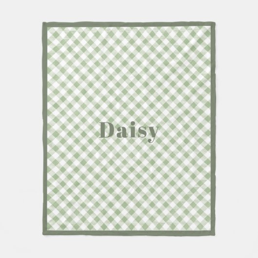 Couverture Polaire Sage naturel rustique En vichy Plaid (Devant)